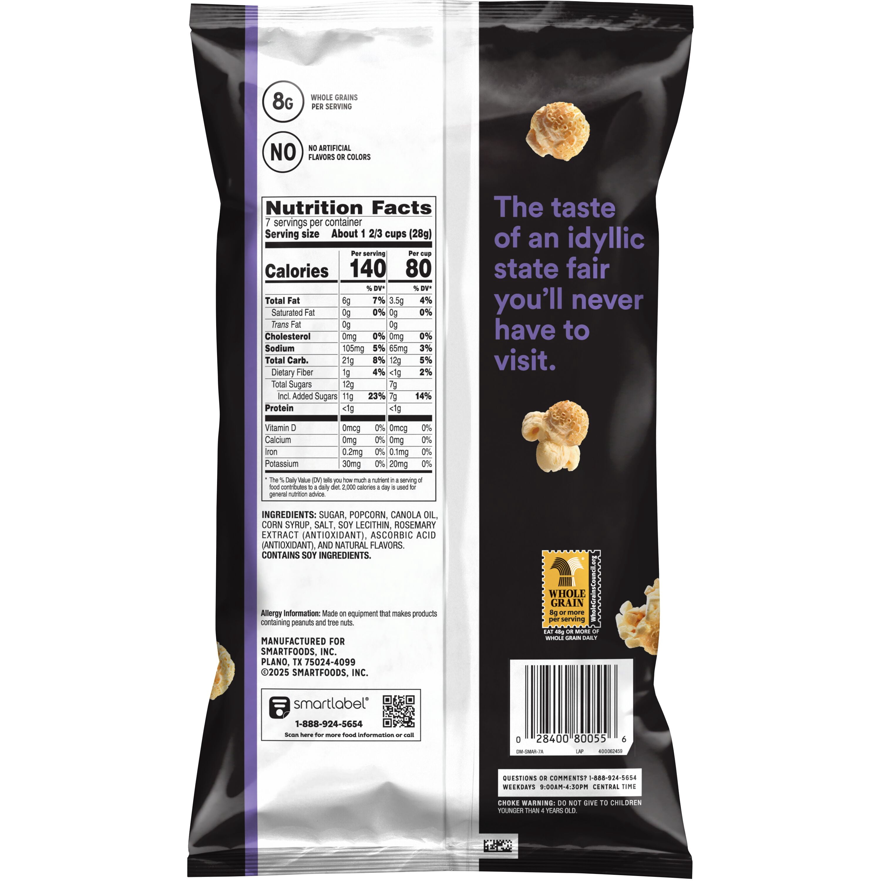 Smartfood No Artificial Colors or Flavors Sweet and Salty Kettle Corn Popcorn Bag, 7 oz​ ​
