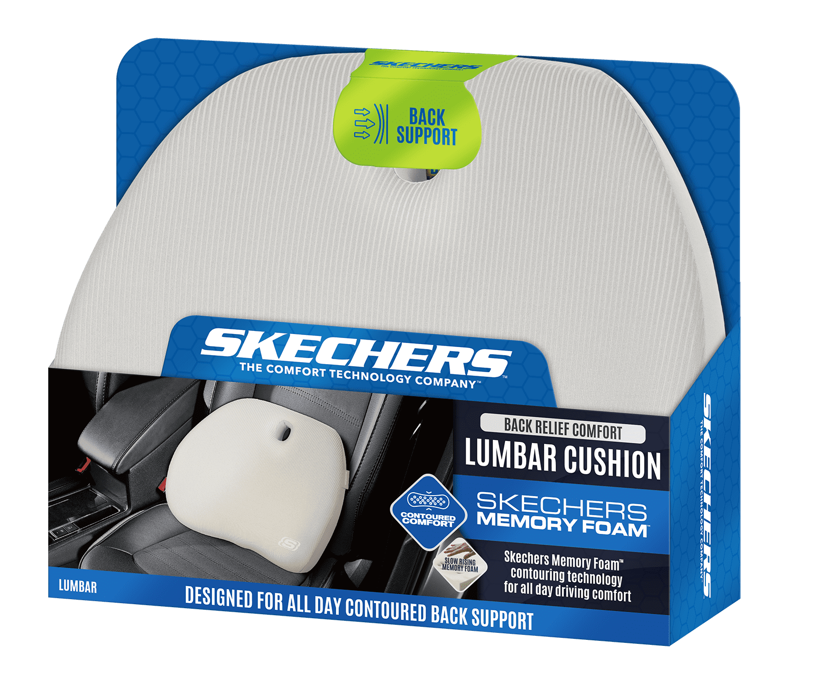 Skechers 1Piece Memory Foam Lumbar Support Tan-Universal Fit,25CU15