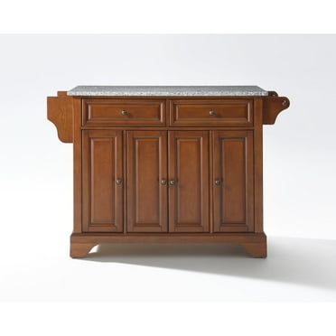 Durable Solid Hardwood Kitchen Island with Raised Panel Doors and Drawers - Ample Storage Space - Elegant and Functional - Classic Cherry Finish
