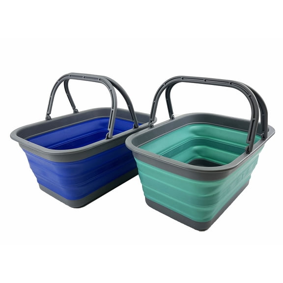 SAMMART SAMMART 12L (3.17Gallon) Collapsible Tub with Handle - Portable Outdoor Picnic Basket / Crater - Foldable Shopping Bag - Space Saving Storage Container