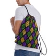 thumbnail image 3 of Bingfone Mardi Gras Shiny Green Purple Drawstrings Backpacks Bags For Men Women Gym Drawstrings Bag, 3 of 9