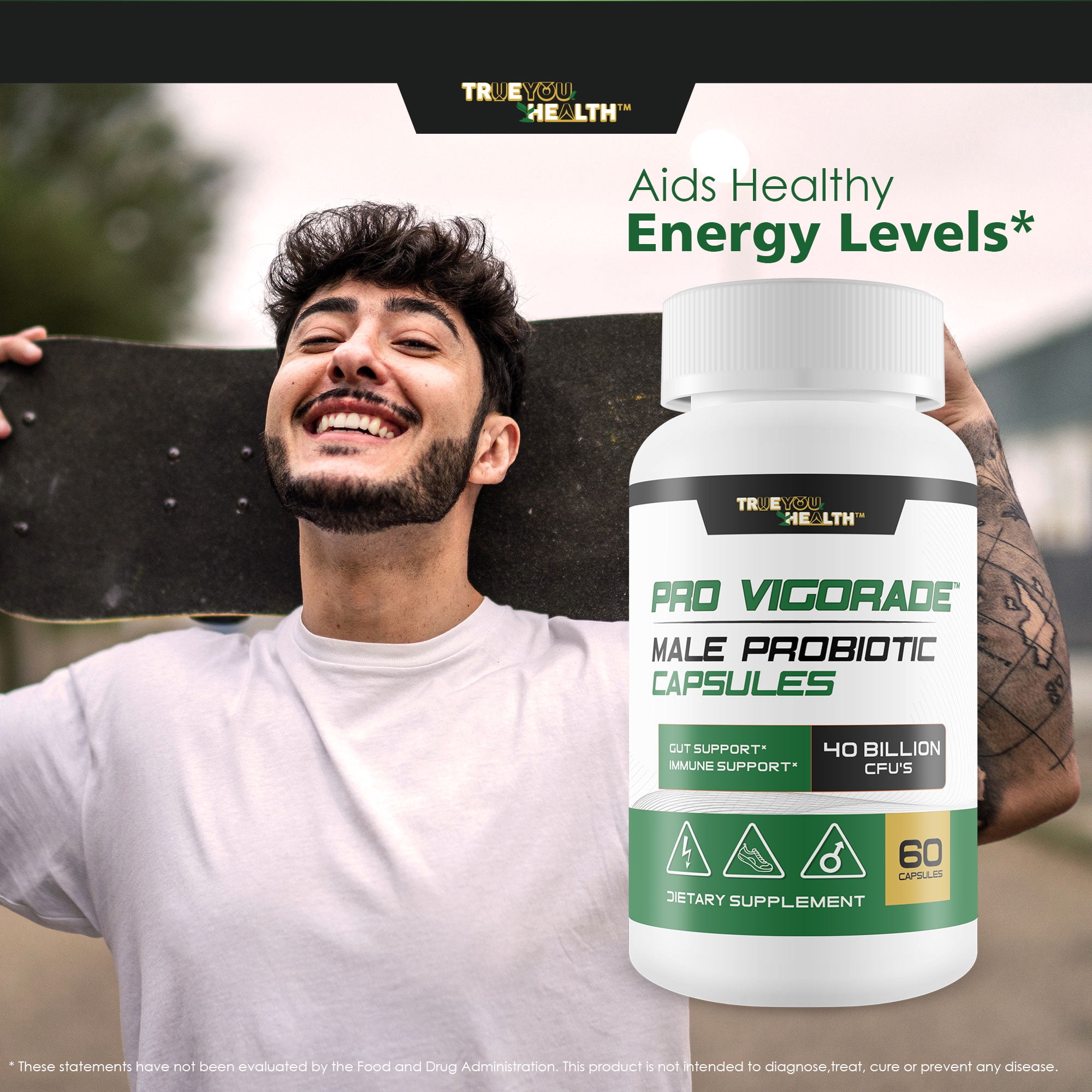 Probiotic Vigorade - Pro Vigorade Male Probiotic Capsules - Male Health Support Probiotic Formula - Gut Support - Natural Immune Support - 40 Billion CFU’S Of Premium Health Supporting Probiotics