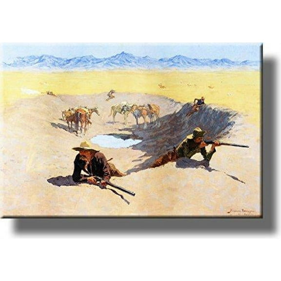 A Fight for the Water Hole Picture on Stretched Canvas, Wall Art Décor, Ready to Hang!