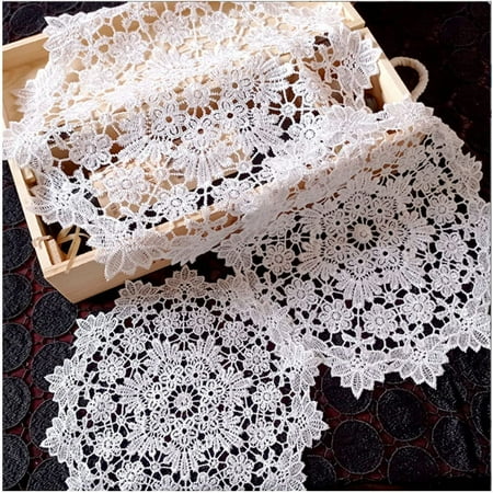 

6 Pcs Round Cutout Coasters Cotton White Lace Placemats for Home Party Decor (20cm)