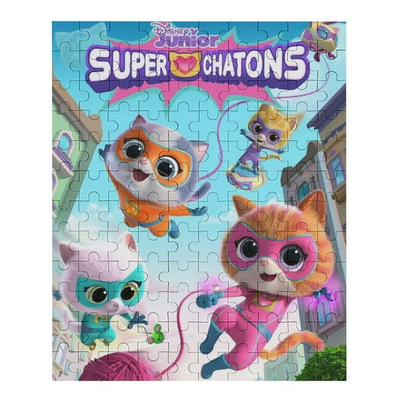 120 PCS Jigsaw Puzzle Super Kitties Wooden Puzzle Challenging Game Fun Artwork For Family Friends Gifts