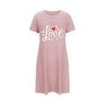 thumbnail image 5 of Amzcrzy Pyjamas pour Femmes Mode Imprimé Cœur Robe Valentines Day Décontractée Confortable Manches Courtes Chemises de Nuit pour Femmes Cadeaux Valentines Day, 5 of 5