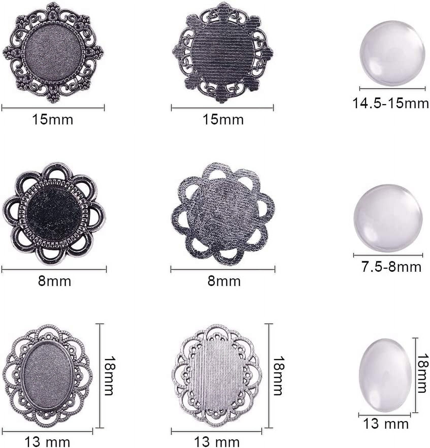 DIY Cabochon Settings Making with Alloy Findings and Glass Cabochons Clear Mixed Color 29.5x25.5x2mm