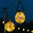 thumbnail image 3 of Solar Glass Globe Lantern Hemp Rope Hanging Lantern Outdoor Waterproof Garden Light Wishing Light Landscape Light for Tree Party (spherical), 3 of 7