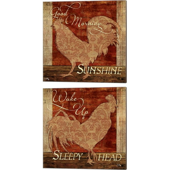 Great Art Now Good Morning Sunshine & Wake Up Sleepy Head by Elizabeth Medley 2 Piece Canvas Art Set Each 14W x 14H