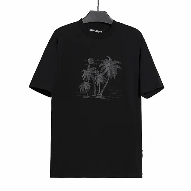 Camiseta de algodón bordada con estampado de Ángel de palma para hombre y mujer, camisa informal de cuello redondo, Tops de pareja, alta calidad, moda de verano, nuevo