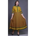 thumbnail image 2 of Bimba Gold Geometric Ikat Print Long Flared A Line Indian Kurtis For Women Party Wear Anarkali Kurta-X-Large, 2 of 5