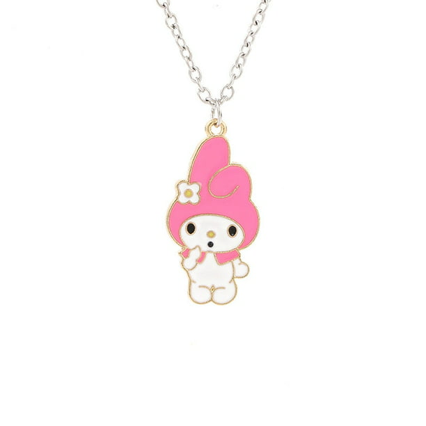 Kawaii Sanrio peluche ma mélodie Kuromi diable alliage collier dessin animé  pendentifs bijoux mignon bijoux cadeau pour fille femmes jouet anniversaire  