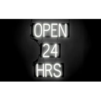 SpellBrite OPEN 24 HRS LED Sign for Business. 16.5" x 23.8" White OPEN 24 HRS Sign Has Neon Sign Look With Energy Efficient LED Light Source. Visible from 500  Feet, 8 Animation Settings.