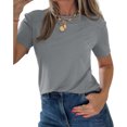 thumbnail image 3 of Summer Short Sleeve Solid Color Casual Women Leisure Basic T Shirt, 3 of 7