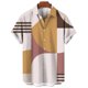 thumbnail image 3 of Camisa hawaiana con estampado geométrico para hombre, blusa holgada de manga corta con estampado 3D y empalmes coloridos, camisas hawaianas con solapa, 3 of 5