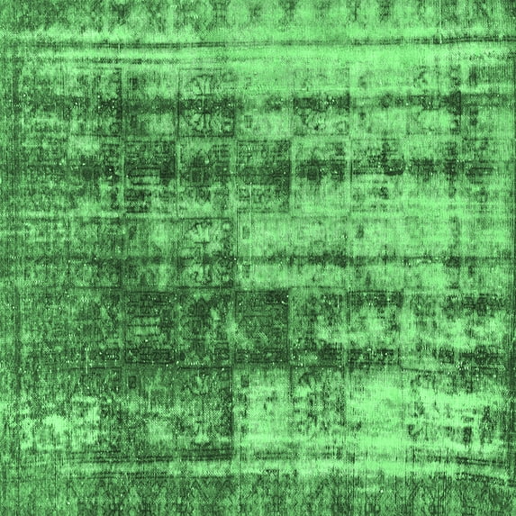 Ahgly Company Machine Washable Indoor Square Abstract Emerald Green Modern Area Rugs, 4' Square