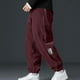 thumbnail image 1 of Pantalones largos para hombre, color liso, holgados, informales, con bolsillo, cordón ajustable, cintura elástica, pantalones deportivos de poliéster para hombre., 1 of 6