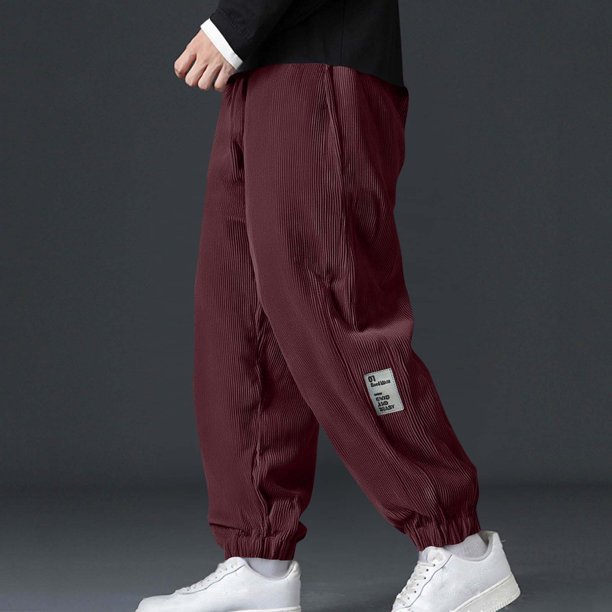 Pantalones largos para hombre, color liso, holgados, informales, con bolsillo, cordón ajustable, cintura elástica, pantalones deportivos de poliéster para hombre.