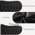 thumbnail image 5 of Miniyam King Size Wingback Bed with 52" Velvet Upholstered Headboard, Nailhead Trim, Sturdy Wood Slats for Adults, Black, 5 of 7