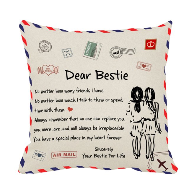 Injueey Funda de almohada de piel de melocotón con letras de 45x45cm, diseño personalizado, funda de almohada decorativa, funda de cojín para el Decoración del hogar a la mejor amiga Injueey HA002997-10