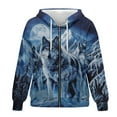 thumbnail image 4 of Uorisanigo Blue Wolf Hoodie Oversized Sweatshirt Size XS Lightweight Fashion Long Sleeve Zip Hoodies Long Sleeve Polyester Fall Fashion Outfits, 4 of 7
