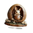 thumbnail image 1 of Adorno navideño de de Pascua, estatua de conejo, figura decorativa para el hogar, panel acrílico decorativo, centro de mesa de escritorio, 1 of 8