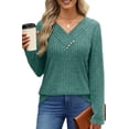 thumbnail image 3 of UVN V Neck Blouses for Women Button Long Sleeve Shirts Dressy Casual Fall Sweaters Tunic Tops, 3 of 9