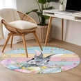 thumbnail image 5 of Easter 3ft Area Rug, Spring Bunny Eggs Flowers Colorful Wooden Grain Washable Non-Slip Small Round Rugs for Entryway Bedroom Kitchen, Soft Circle Carpet for Dining Room, Playroom Nursery Rug, 5 of 9