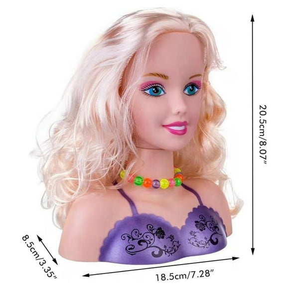 Makeup Pretend Playset for Children Hairdressing Styling Head Doll Styling Head Doll Makeup Hairstyle Toy Gift with Hair Dryer for Kids Girls