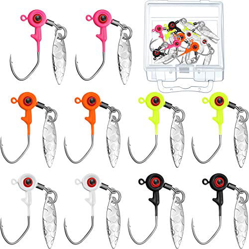1/ 16 oz Fishing Jig Heads Kit Fishing Water Hooks Fishing Hook Lure Jigs Fishing Accessories and Plastic Box for Bass and Crappie