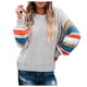 thumbnail image 2 of Puntoco Suéter Suéter De Bloque De Color Para Mujer Blusa De Manga Larga A Rayas De Punto De Cable Liquidación De Navidad Puntoco Puntoco-2334, 2 of 5