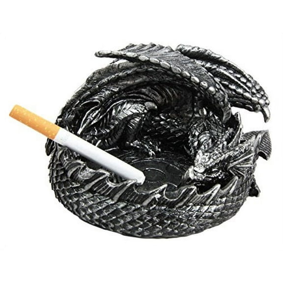Atlantic Collectibles Smaug Mountain Castle Dragon in Repose Round Cigarette Ashtray Figurine