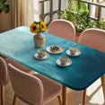 thumbnail image 3 of Blue Teal Ombre Table Cloths for 4 Foot Rectangle Tables, Coastal Beach Modern Abstract Art Patio Waterproof Elastic Fitted Tablecloths, Washable Rectangular Table Cover for Camping, 3 of 8