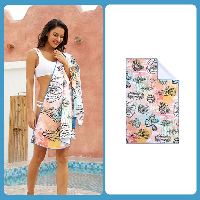 Toalla de baño de secado rápido, Toalla de playa, microfibra, forro polar de doble cara, estampado de una cara, toalla de baño, albornoz de Spa, toalla de playa Wmkox210yii hfskjfh203