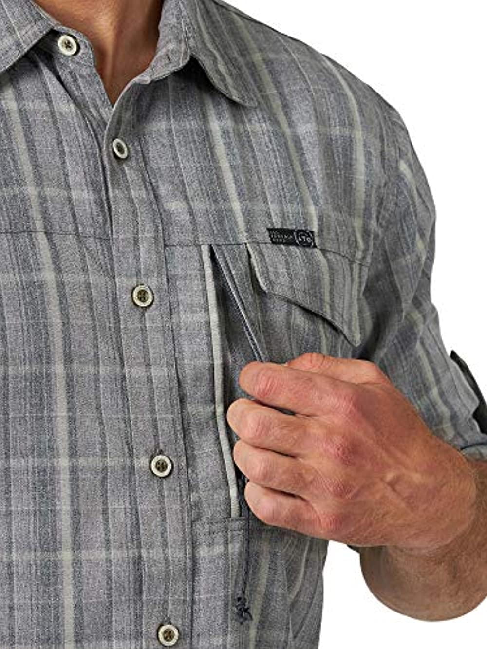 ATG by Wrangler Mens Long Sleeve Heathered Plaid Utility Shirt