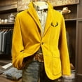 thumbnail image 3 of yuCgh Men's Solid Color Corduroy Casual Suit Jacket with Warm Pockets and Small Print, Cardigan Style for Business and Leisure,Yellow 3XL, 3 of 4