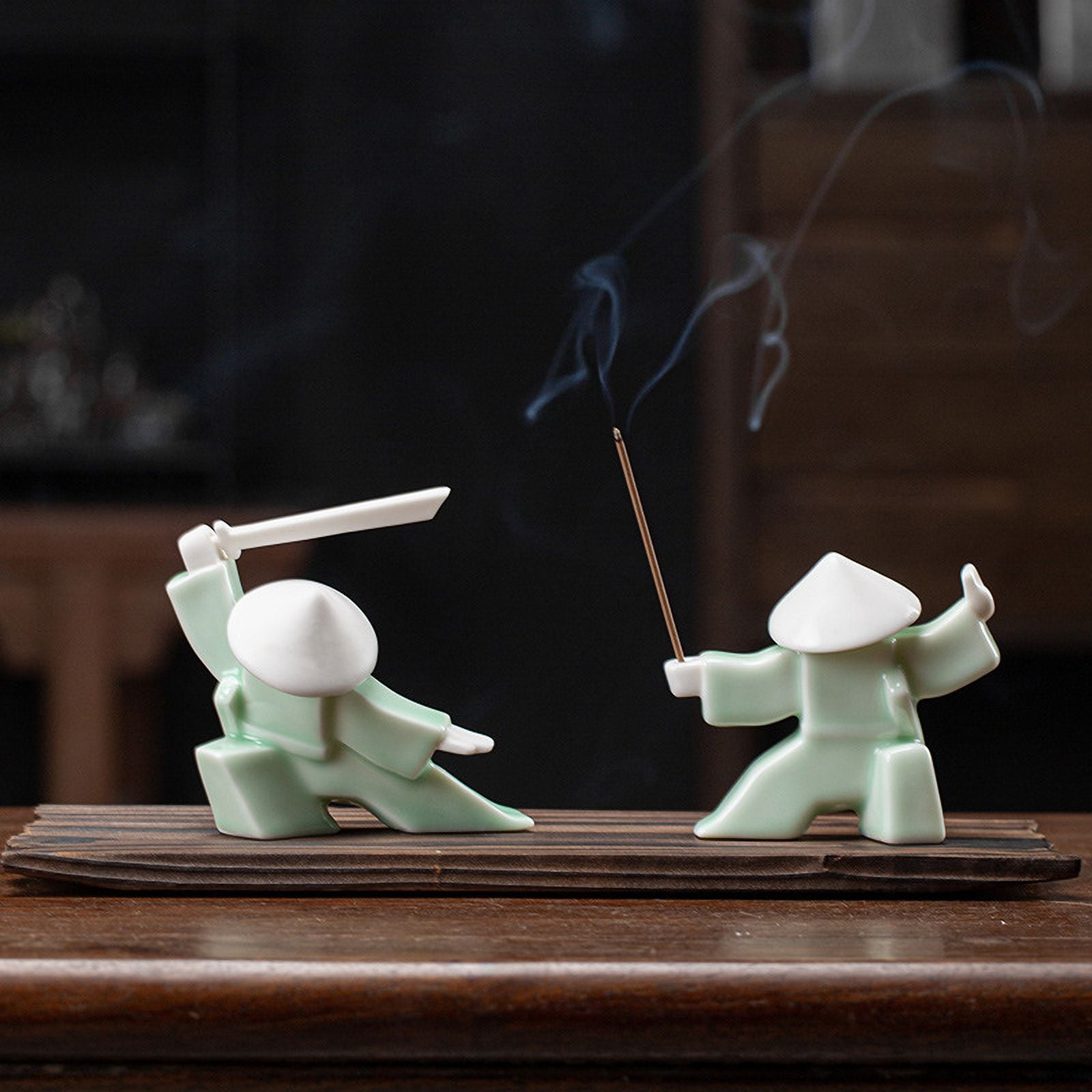Creative Samurai Modern Ceramic Ornament Incense Burner, Heroic Tea Pet, Home Indoor Sandalwood Incense Holder, Incense Tray