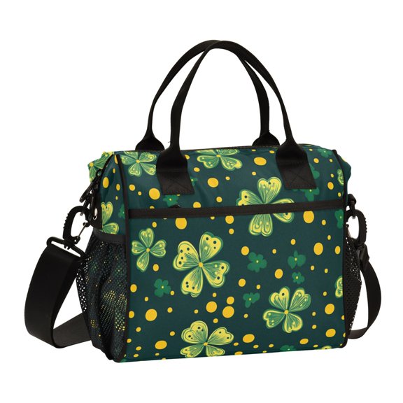 Lunch Bag Insulated Lunch Box Leakproof Reusable Cooler Tote Adjustable Shoulder Strap for Men Women Clover and Dots 9L
