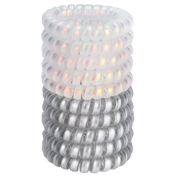 JessLab Spiral Hair Ties, Traceless Plastic Ponytail Holders, 10 Count, Assorted Colors