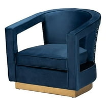 Bowery Hill 16.5" Modern Velvet Upholstered Armchair in Blue/Gold