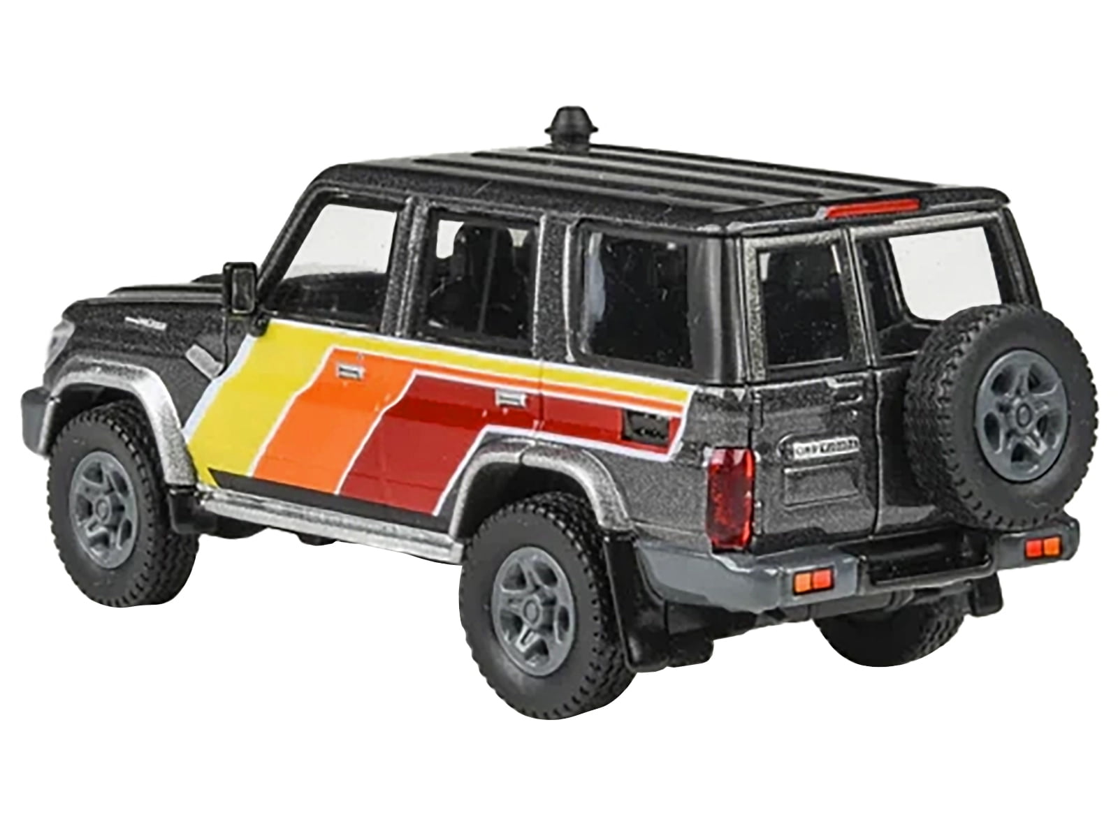 2014 Toyota Land Cruiser LC76 "TRD Livery" Gray Metallic with Stripes 1/64 Diecast Model Car by Paragon