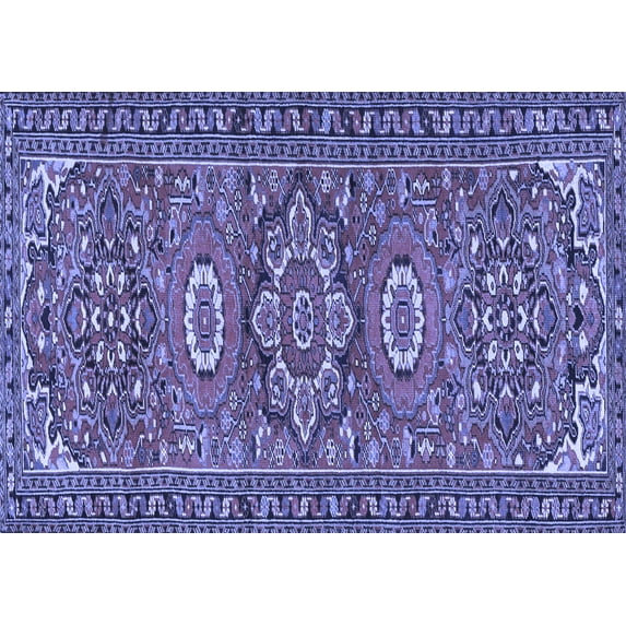 Ahgly Company Machine Washable Indoor Rectangle Persian Blue Traditional Area Rugs, 2' x 5'