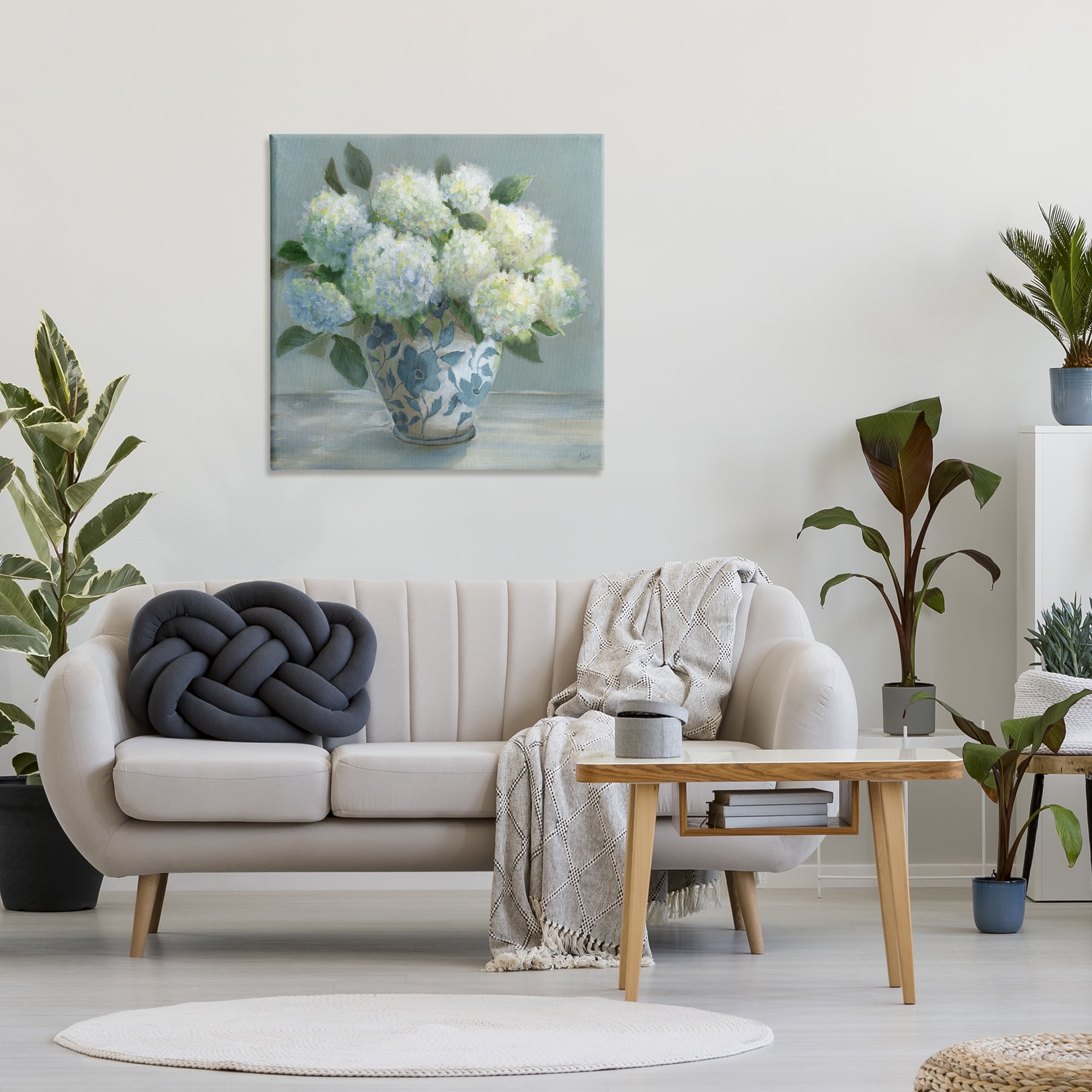 Stupell Industries Hydrangeas in Elegant Vase Canvas Wall Art, design by Nan