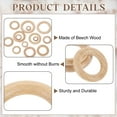 thumbnail image 3 of 5 Pack Wood Rings, 1.97"(50mm) OD. 10mm Thick Natural Beech Solid Wooden Rings Smooth Unfinished Wooden Circles, 3 of 5