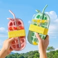 thumbnail image 3 of 2 in 1 Ice Cube Bottle, Ice Cube Bottle with Straw, Portable Touch Free Ice-Cube Trays, Press to Release ICES Tray for Home Coffee Juice Drinks Making, Outdoor Picnics, Office Use (Purple), 3 of 8