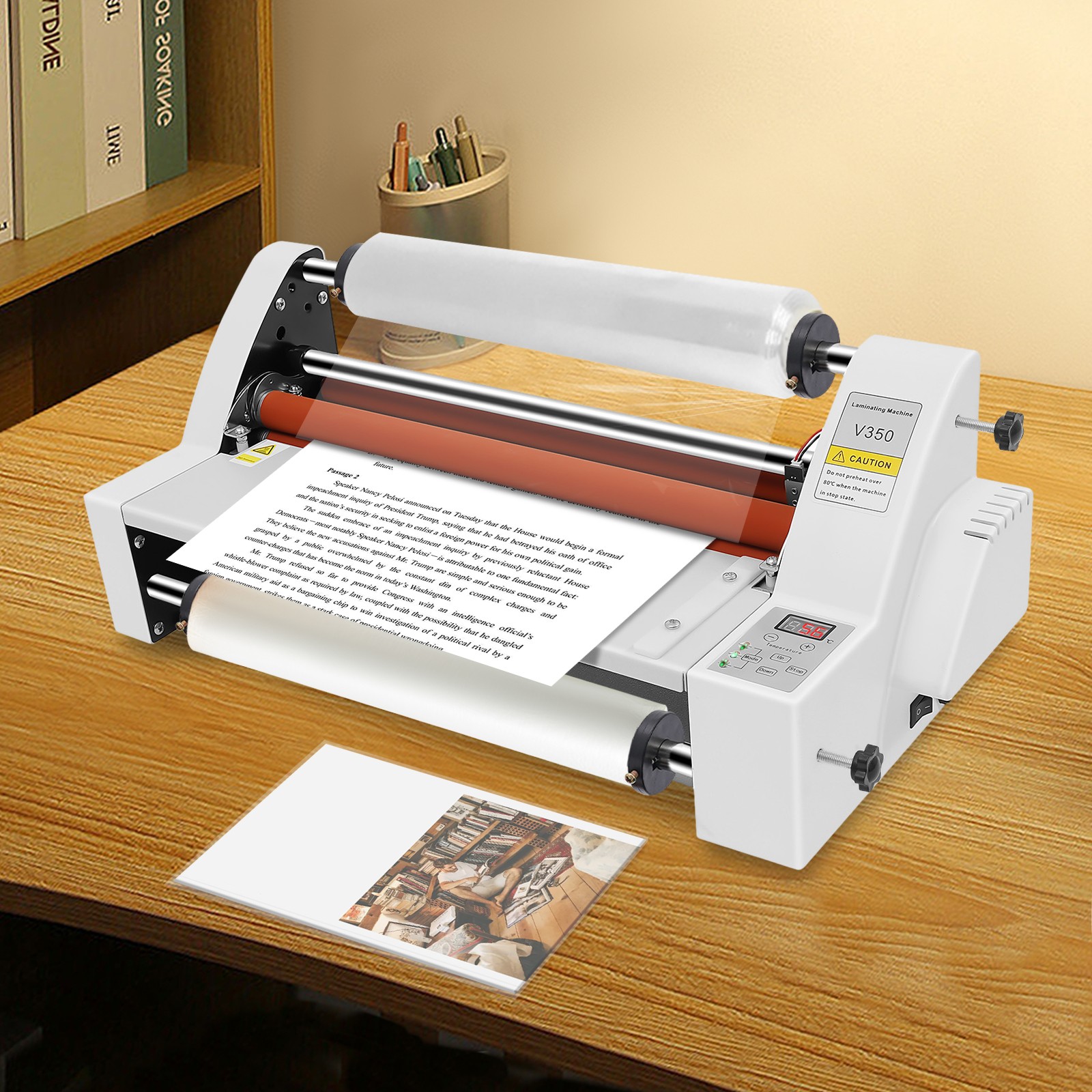 13inch Hot Cold Roll Laminator Laminating Machine+Single&Doubel Sides Laminating for Cross-patterned Films