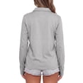 thumbnail image 4 of Qwertyu Women's Long Sleeve Polo Shirts Collared V Neck Golf Shirts Cotton Business Casual Work Tops Gray 3XL, 4 of 5