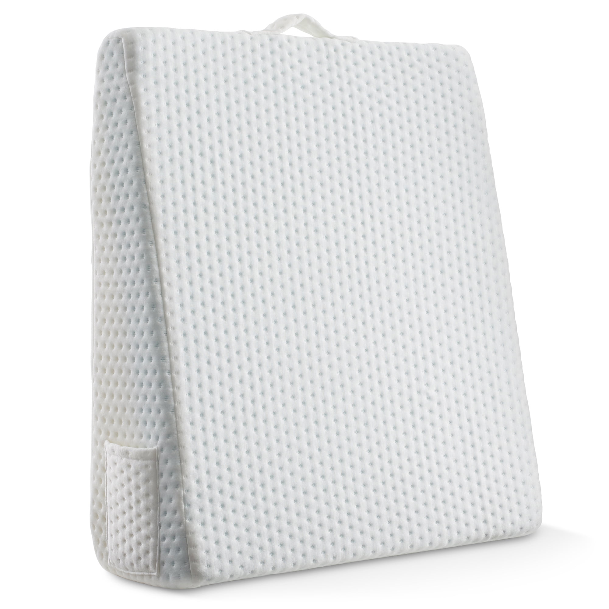 Bed Wedge Pillow - 8" Leg Elevation Body Positioner with Memory Foam for Legs, Knee, Ankle, Lower Back Support - White Cover