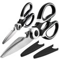 thumbnail image 2 of Food Grade Kitchen Scissors 2 Pack - Heavy Duty Stainless Steel Cooking Shears for Cutting Meat, Food, Fish, Poultry, Multipurpose Sharp Sissors for Dishwasher Safe, Black & White, 2 of 8