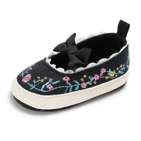 

Baby Girls Bow Embroidery Print Princess Toddler Shoes